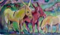 Oil Paintings - Sanctuary Of The Yellow Donkeys - Oil